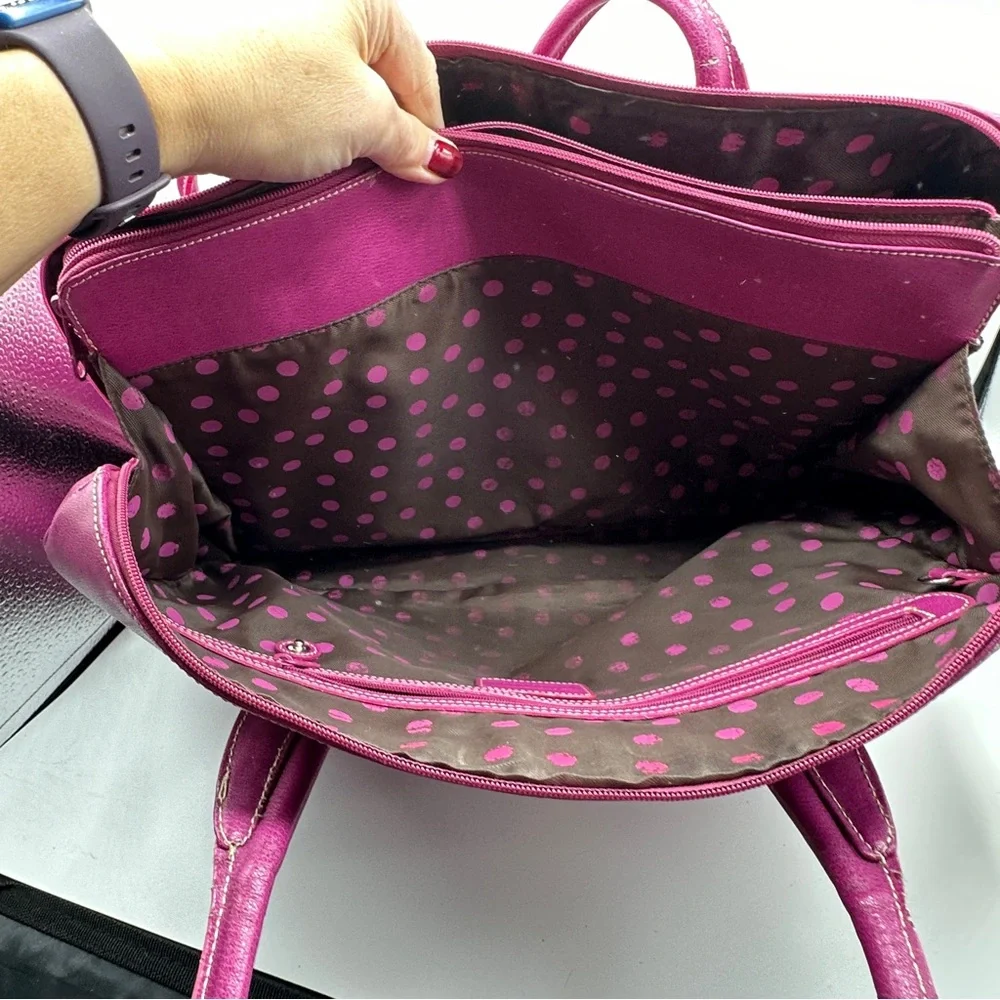 Franklin Covey leather briefcase laptop computer bag pink‎